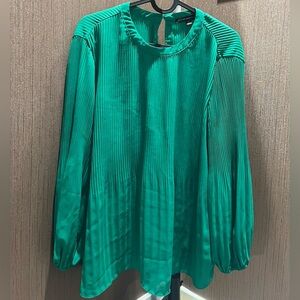 Adrianna Papell Teal Pleated Blouse